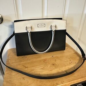 Kate Spade New York Grove Street Caley Leather Satchel, Black&White